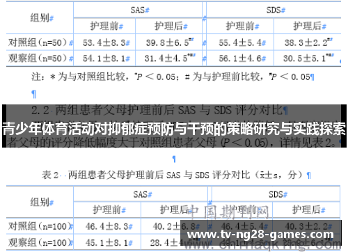 青少年体育活动对抑郁症预防与干预的策略研究与实践探索